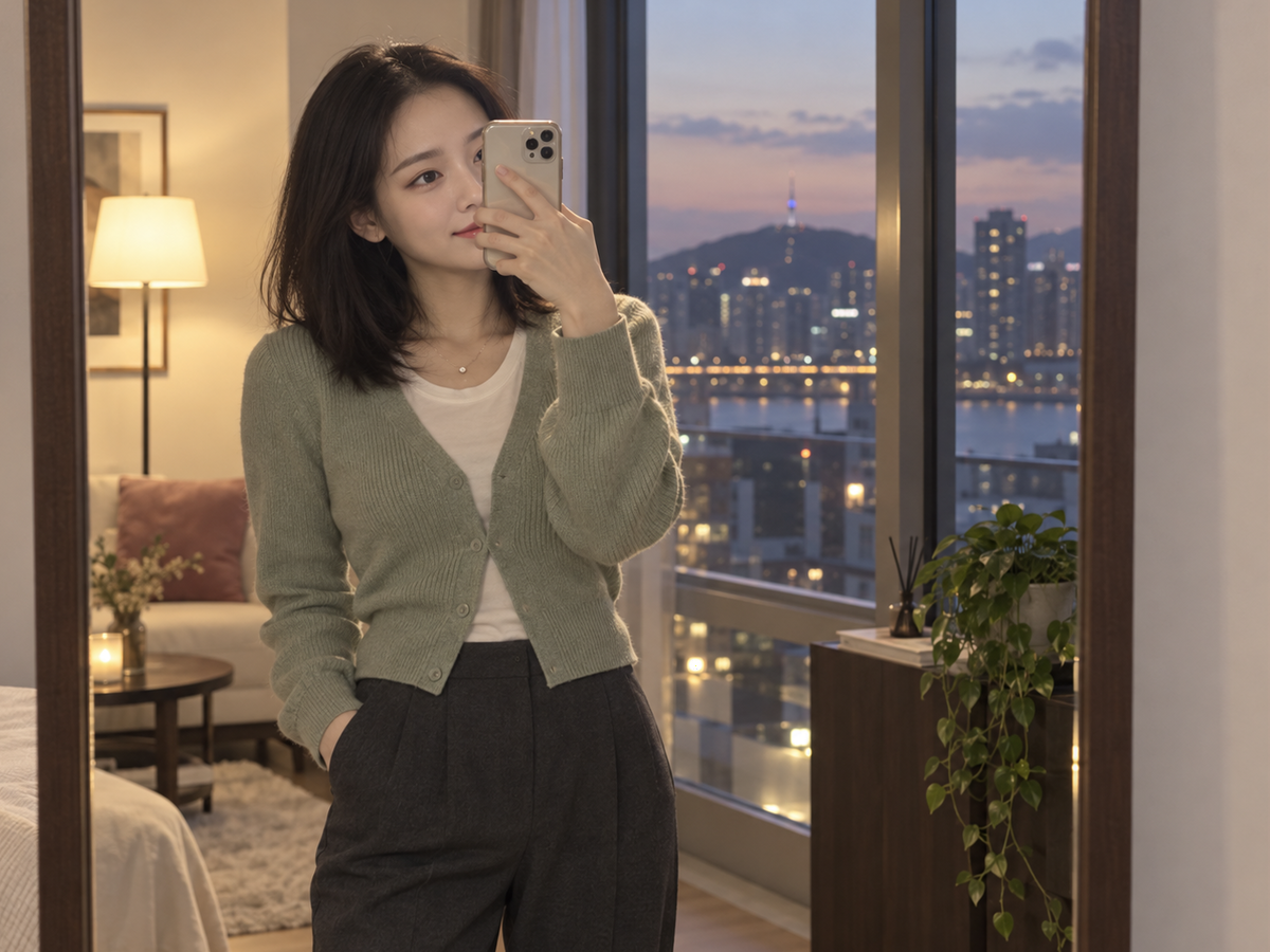 경기도 광주시 이동과 방문 일정을 안내하는 젊은 성인 한국 여성 관리사
